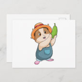 Hamster als Bauer mit Zucchini Postkarte (Vorne/Hinten)