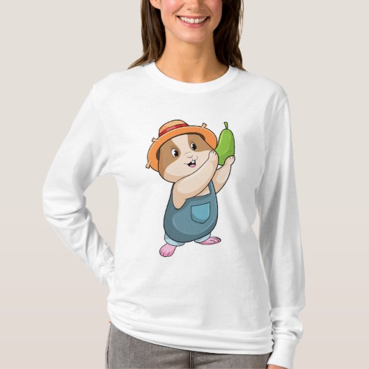 Hamster als Bauer mit Zucchini T-Shirt (Vorderseite)