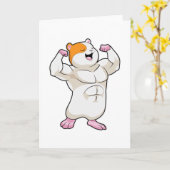 Hamster als Bodybuilder mit großen Muskeln Karte (Gelbe Blume)