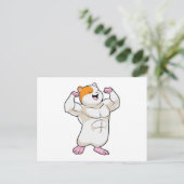 Hamster als Bodybuilder mit großen Muskeln Postkarte (Stehend Vorderseite)