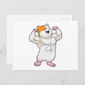 Hamster als Bodybuilder mit großen Muskeln Postkarte (Vorne/Hinten)