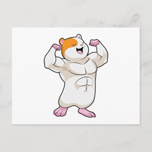 Hamster als Bodybuilder mit großen Muskeln Postkarte (Vorderseite)