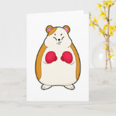Hamster als Boxer mit Boxhandschuhen Karte (Gelbe Blume)