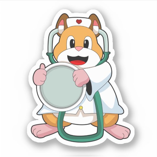 Hamster als Doktor mit Stethoscope.PNG Aufkleber (Vorderseite)