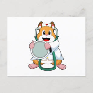 Hamster als Doktor mit Stethoscope.PNG Postkarte