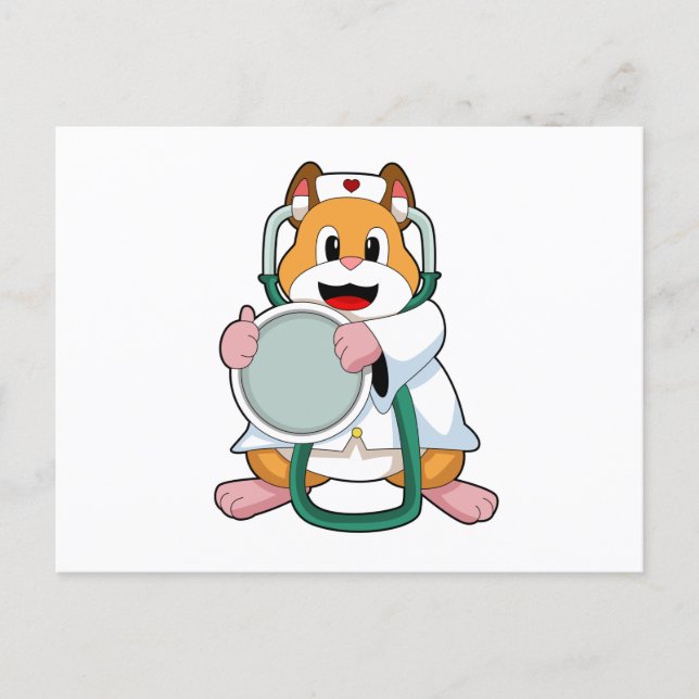Hamster als Doktor mit Stethoscope.PNG Postkarte (Vorderseite)