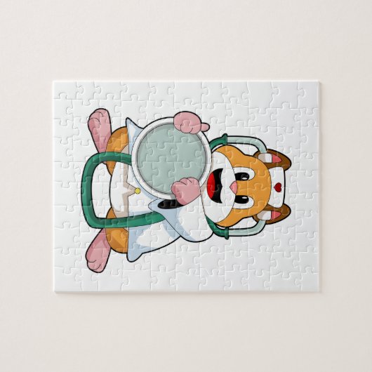Hamster als Doktor mit Stethoscope.PNG Puzzle (Horizontal)