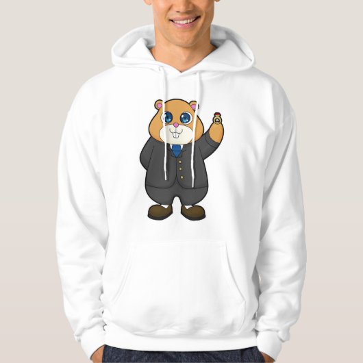 Hamster als Groom mit Ehering Hoodie (Vorderseite)