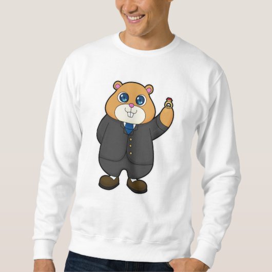 Hamster als Groom mit Ehering Sweatshirt (Vorderseite)
