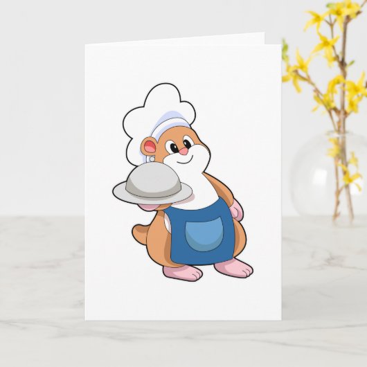 Hamster als Koch mit Platter Karte (Gelbe Blume)