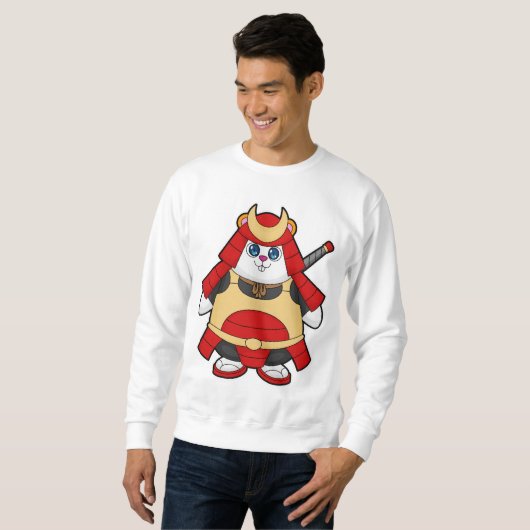 Hamster als Krieger mit Rüstung Sweatshirt (Vorne ganz)