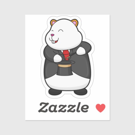 Hamster als Magier mit Zauberstab & Hut Aufkleber (Blatt)