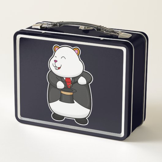 Hamster als Magier mit Zauberstab-Hut Metall Brotdose (Rückseite)