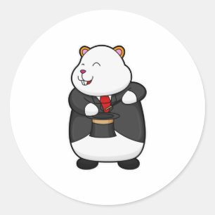 Hamster als Magier mit Zauberstab & Hut Runder Aufkleber