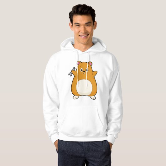 Hamster als Mechanik mit Schraubenschlüssel Hoodie (Vorne ganz)