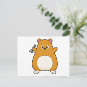 Hamster als Mechanik mit Schraubenschlüssel Postkarte (Stehend Vorderseite)