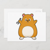 Hamster als Mechanik mit Schraubenschlüssel Postkarte (Vorne/Hinten)