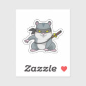 Hamster als Ninja in Kampfkunst mit Schwert Aufkleber (Blatt)