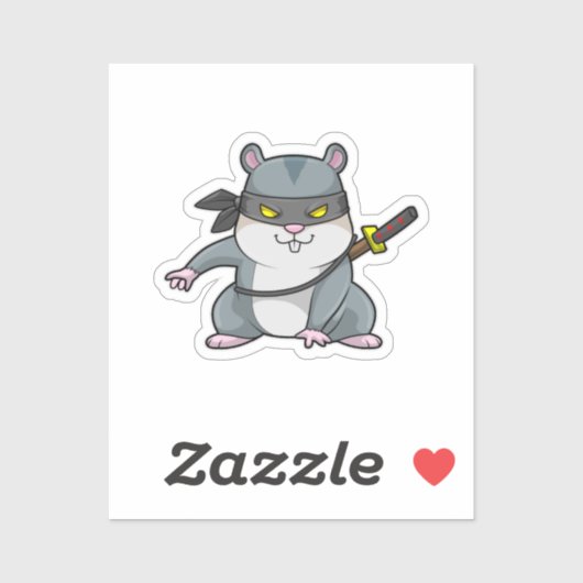 Hamster als Ninja in Kampfkunst mit Schwert Aufkleber (Blatt)