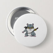 Hamster als Ninja in Kampfkunst mit Schwert Button (Vorne & Hinten)