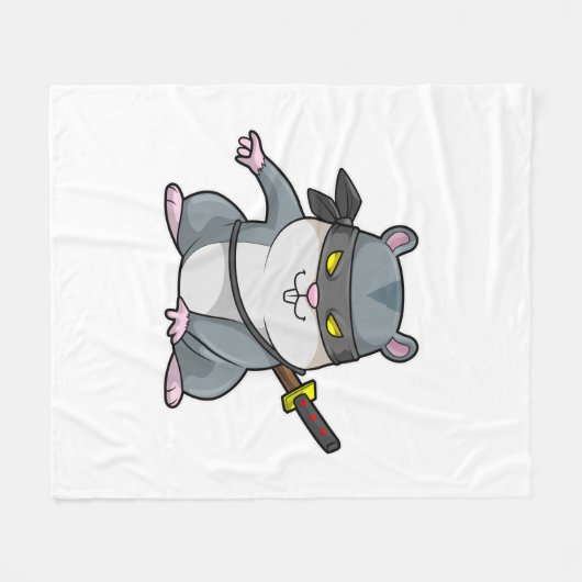 Hamster als Ninja in Kampfkunst mit Schwert Fleecedecke (Vorderseite (Horizontal))