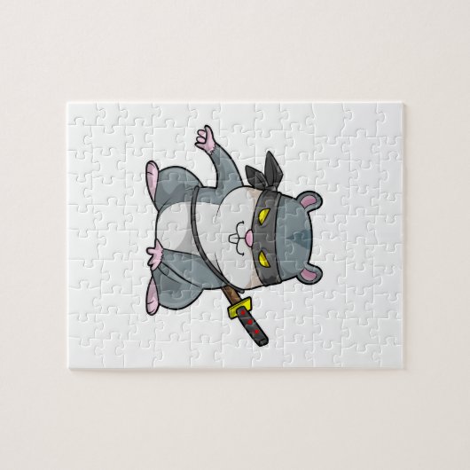 Hamster als Ninja in Kampfkunst mit Schwert Puzzle (Horizontal)