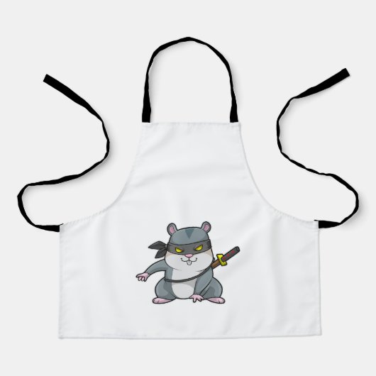 Hamster als Ninja in Kampfkunst mit Schwert Schürze (Vorderseite)