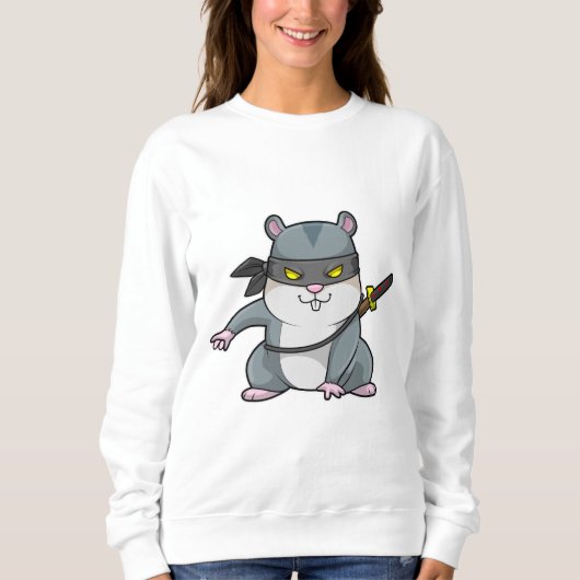Hamster als Ninja in Kampfkunst mit Schwert Sweatshirt (Vorderseite)