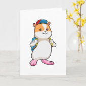 Hamster als Schüler mit Rucksack und Mütze Karte (Gelbe Blume)