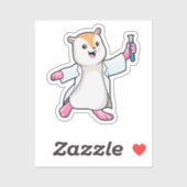 Hamster als Scientist mit Prüfröhre Aufkleber (Blatt)