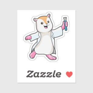 Hamster als Scientist mit Prüfröhre Aufkleber