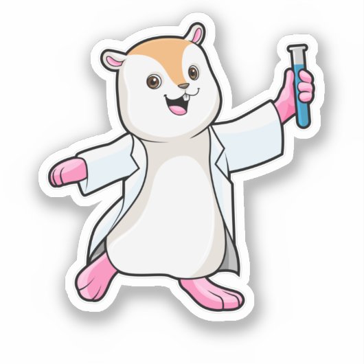 Hamster als Scientist mit Prüfröhre Aufkleber (Vorderseite)