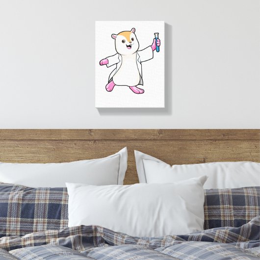 Hamster als Scientist mit Prüfröhre Leinwanddruck (Insitu (Schlafzimmer))