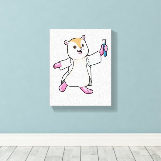 Hamster als Scientist mit Prüfröhre Leinwanddruck (Insitu (Holzboden))