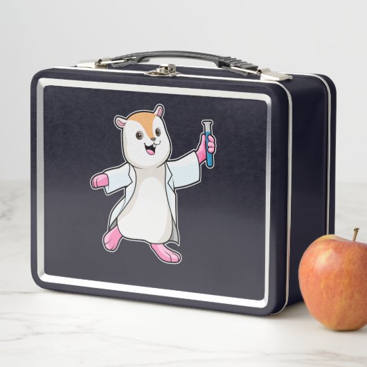 Hamster als Scientist mit Prüfröhre Metall Brotdose (Beispiel)