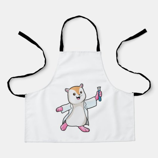 Hamster als Scientist mit Prüfröhre Schürze (Vorderseite)