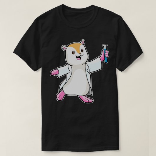 Hamster als Scientist mit Prüfröhre T-Shirt (Design vorne)