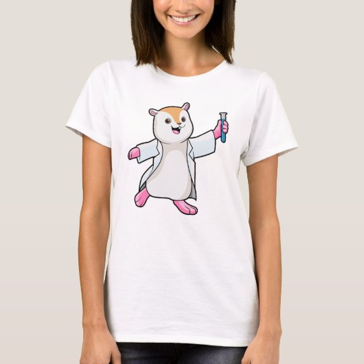 Hamster als Scientist mit Prüfröhre T-Shirt (Vorderseite)
