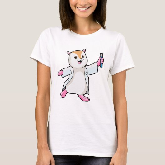 Hamster als Scientist mit Prüfröhre T-Shirt (Vorderseite)