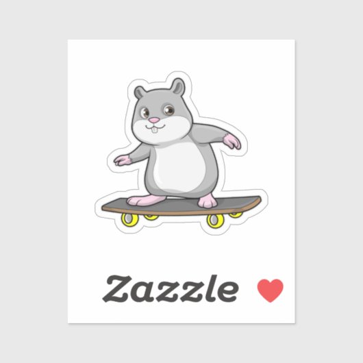 Hamster als Skater mit Skateboard Aufkleber (Blatt)