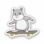 Hamster als Skater mit Skateboard Aufkleber (Vorderseite)