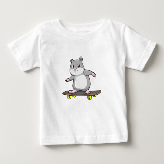 Hamster als Skater mit Skateboard Baby T-shirt (Vorderseite)