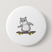 Hamster als Skater mit Skateboard Button (Vorderseite)