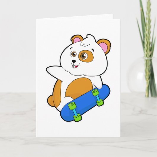 Hamster als Skater mit Skateboard Karte (Vorderseite)