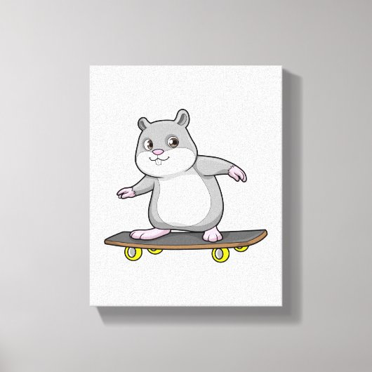 Hamster als Skater mit Skateboard Leinwanddruck (Vorderseite)