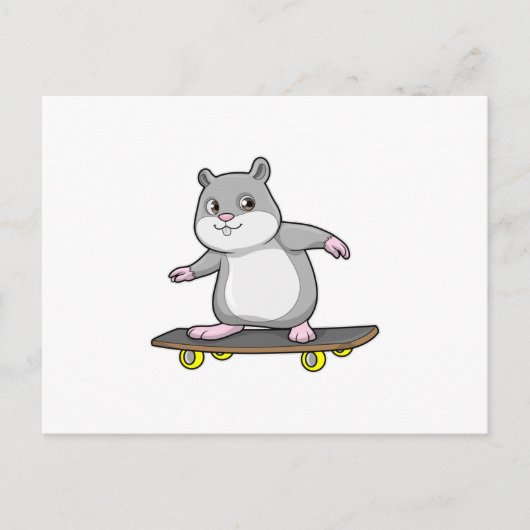 Hamster als Skater mit Skateboard Postkarte (Vorderseite)