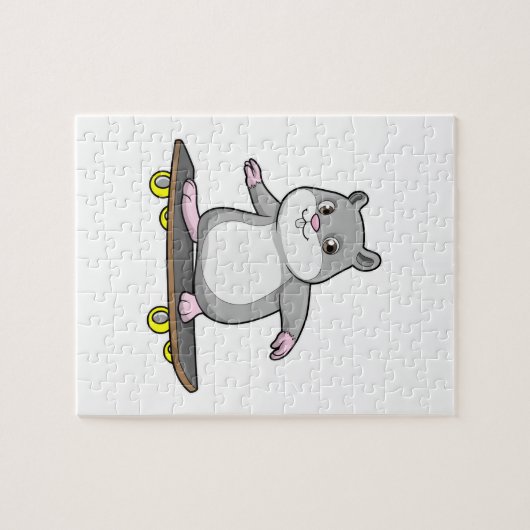 Hamster als Skater mit Skateboard Puzzle (Horizontal)