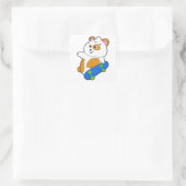Hamster als Skater mit Skateboard Quadratischer Aufkleber (Tasche)