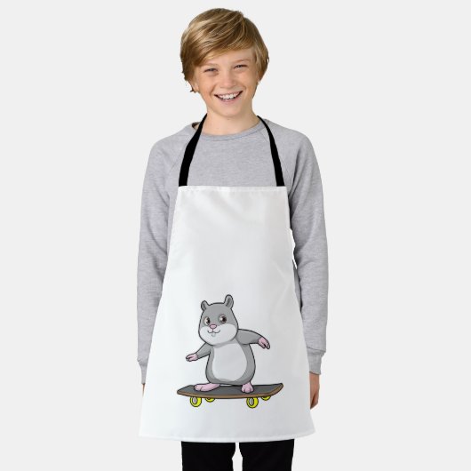 Hamster als Skater mit Skateboard Schürze (Getragen)