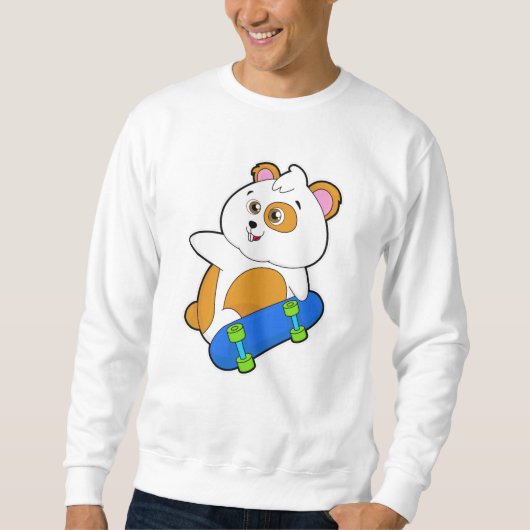 Hamster als Skater mit Skateboard Sweatshirt (Vorderseite)